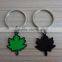 Green leaf shape black metal keychains