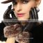 women dress fur cuff leather glove