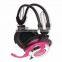 Cool computer headset with microphone, hot selling pc headphones,pink computer headset