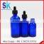 cobalt blue 30ml glass e liquid bottle with sharp stright dropper