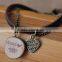 Nature Fashion Genuine Leather Bracelet With Wood and Alloy Charms