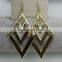 2015 Newest Design Gold Plated Metal Rhombus Long Fashion Earring