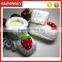 V-124 Extra warm crochet newborn baby shoe with strawberry soft indoor knitted todder slippers shoe