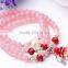 Lucky Beads Bracelet, Pink Glass Bead Stretch Bracelet Glow Mini Essential Oil Glass Bottle