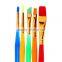 Cheap Wholesale Nontoxic Gold-Plated Ferrule Kid Plastic Paint Brush, Fine Quality Nylon Flat Paint Brush Children Drawing Set