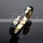 Factory directly black leather punk bangle stainless steel gold jewelry antique snake bracelet