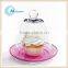 clear small glass bell with cake stand