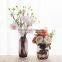 3 pieces of set colourful cylinder striped tall centerpiece glass flower vases with different design for home decoration