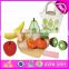 2015 new wooden kitchen set for baby, wooden vegetable cutting toy for children, pretend play wooden cutting toy W10B137