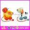 2015 Beautiful design animal wooden pull toy,Children pulling along toy pull line toy,Cheap baby Wooden toy pull cart W05B094