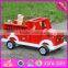 2017 New products dog and four firemen wooden toy fire trucks W04A315