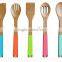 5pcs Utensil with Silicone handle Kitchen bamboo /eco-friendly bambu utensils