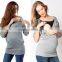 Wide Neckline 3/4 raglan sleeves Nursing Jumper pregnant women blouse new design