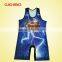 Wholesale Polyester/spandex Heat Transfer Printing Custom Design wrestling singlets SJF-075