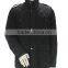 stand colar button and zipper multi pocket black jacket with applique on sleeve
