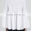 Wholesale Women Apparel Pleated Flared Sleeves White Cotton Blend Top(DQE0363T)