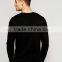 New Design Custom Long Sleeve Crew Neck Without Hood Black Men's 96% Cotton 4% Elastane Casual Slim Tight Fit solid Sweatshirt