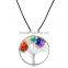 Natural Amethyst Reiki Chakra Tree of Life Crystal Wire Wrapped Pendant Necklace