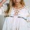 High quality white embroidery tops for lady,fashion babydoll blouse designs