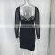 2020 New Women's Stitching Mesh See-through Hollow Bodycon Navel Sexy Dresses For Night Club