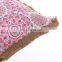 Custom Made Decorative 3D Printed Pink Flowers Outdoor Bench Waterproof Throw Pillow Cushion with Jute Fringe