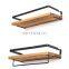 Hanging Metal brackets floating wall shelf wood