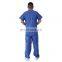 disposable blue V-shape collar scrub suit set for surgeon