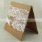 2016 rustic style kraft with pure white lace and kraft style label wedding invitation cards