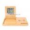 Three in one bedside table wireless charging station planner pad ipad holder temperature and humidity weather clock bamboo set
