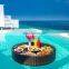 Cusstomized PE Round Rattan Floating Pool Tray Hotel Water Floating Breakfast Serving Tray