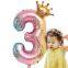40 Inch Conjoined Crown Pink Blue Rainbow Digital Aluminum Foil Balloon Birthday Party Wedding Decoration Large Number Balloon