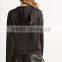 Ladies Short Zippered Stretch Knit Hoodies with Front Partial Zipper