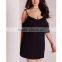 XXL - 6XL plus size black cold shoulder swing dress for fat women