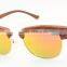 JM572 Custom Red Wood Sunglasses Metal Half Frame Mirror Polarized