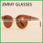 JM467 Half Metal Frame Customized Logo Brown UV400 Polarized Brand New Round Red Wood Sunglasses