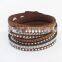 New Product Leather Bracelet With Vintage Rivet and Glittering Diamond                        
                                                Quality Choice