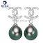 9-10mm black color real sea water pearl baroque tahitian pearl earrings