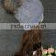 New Product Fashion Girls Knitted Wool Beanie Hat Knitted Hat With raccoon fur Pom