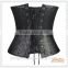 Black Leather Steampunk Underbust Corset with One Side Leatherette Pocket