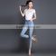 Woman Light Blue Pencil Jeans 2016 Autumn New Female Long Pants Shining Rhinestons Decorated