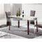 TB rectangle glass top wooden dining table leather chair brown wood dinette sets
