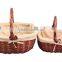 white spot linen wicker basket