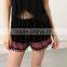 girls 100% viscose shorts special ethnic patterns design black embroidered hem shorts