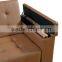 High Quality leather sofa bed with tea table,the storage for handrail