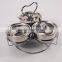 3 Pcs Compartments Stainless Steel Spice Jar With Rack/lid/ Spoon
