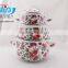 3 PCS ENAMEL CASSEROLE FULL OF FLOWER