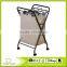 Rolling Laundry Hamper With Natural Polyester Bag, Antique Bronze Frame