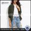 Zipper Up Olive Green Bomber Jacket With Arm Pocket 100% Polyester Custom Pilot Bomber Jacket Fashion Clothing Supplier