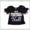 2017 wholesale baby sport shirt black puff sleeve boutique children clothing girl football top