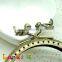 3.35 inch Half Round Bronze Birds Sew in Handmade Metal Clutch Purse Frame